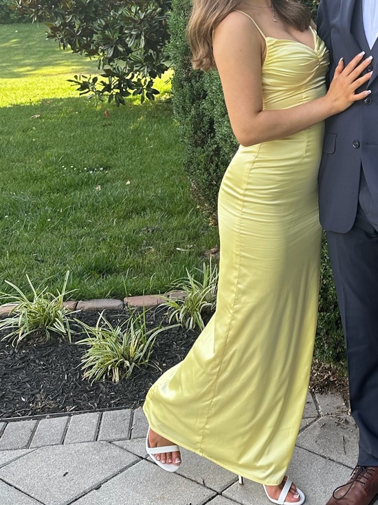 Beginning Boutique Dresses & Skirts - Beginning Boutique Butter Yellow Satin Prom Gown